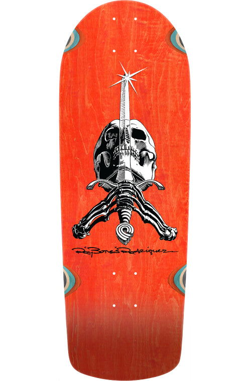 Powell Peralta Ray Rodriguez OG Skull & Sword Orange Stain Reissue Skateboard Deck 10.0"