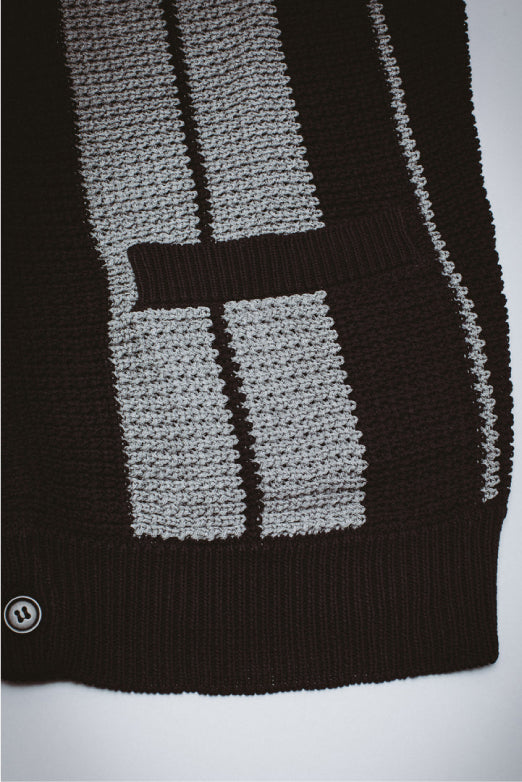 FA School Striped Cardigan Sweater - Black/Grey