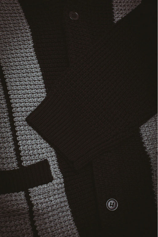 FA School Striped Cardigan Sweater - Black/Grey