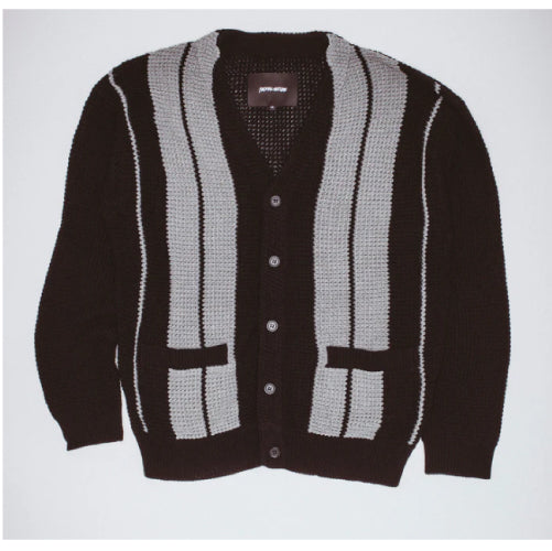 FA School Striped Cardigan Sweater - Black/Grey