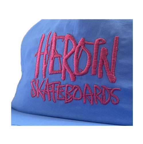 Heroin Script Snapback Hat Cornflower blue/pink