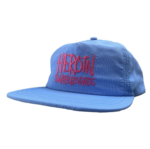 Heroin Script Snapback Hat - Cornflower Blue/Pink