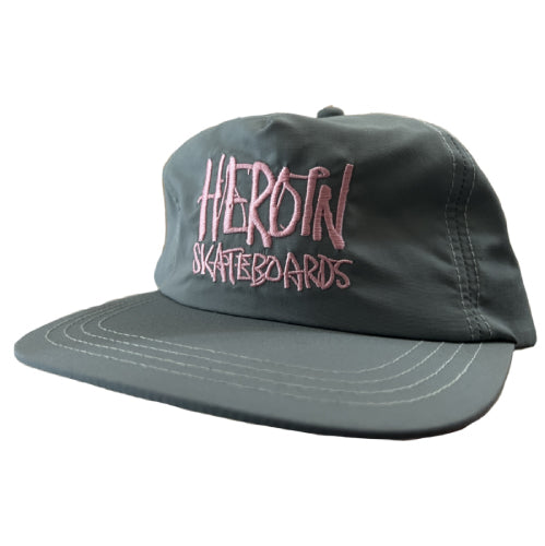 Heroin Script Snapback Hat - Grey/Pink