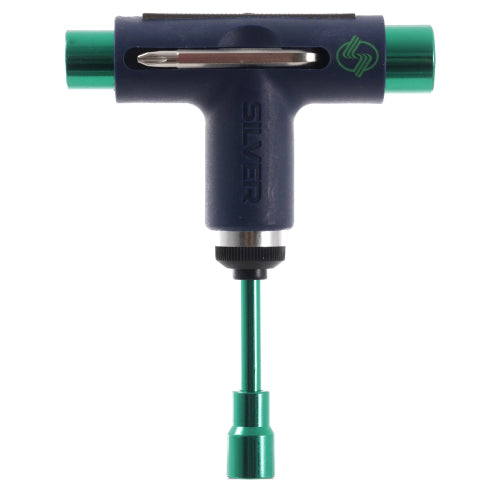 Silver Premium Skateboard Tool - Blue/Green