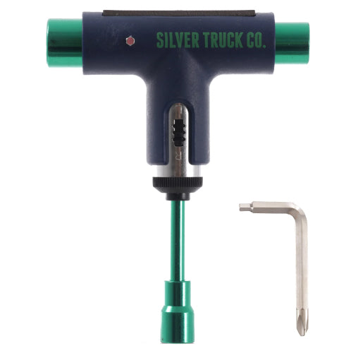 Silver Premium Skateboard Tool - Blue/Green