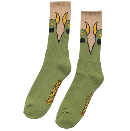 Toy Machine Sketchy Monster Crew Socks - Tan/Green