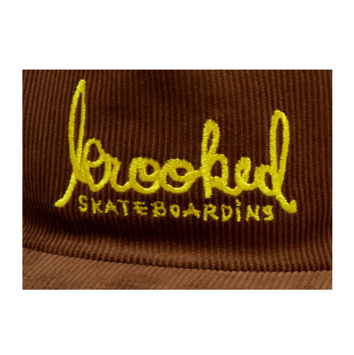 Krooked Skript Corduroy Snapback Hat - Brown/Gold
