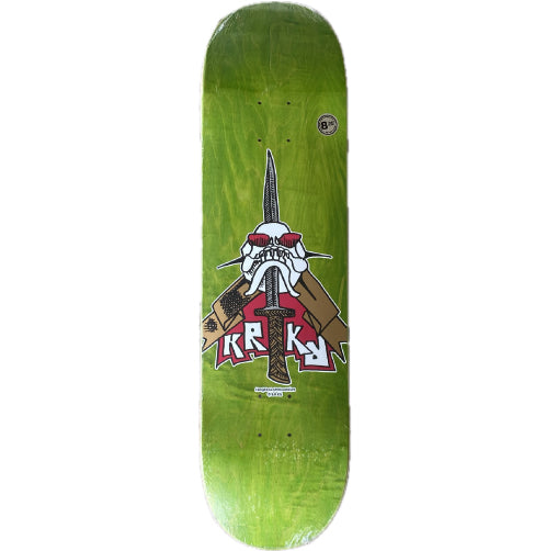 Krooked Team Skull & Sword Skateboard Deck 8.25"lime veneer