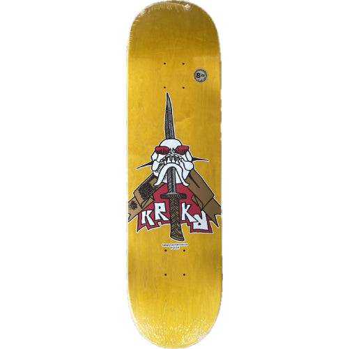 Krooked Team Skull & Sword Skateboard Deck 8.25" yellow veneer