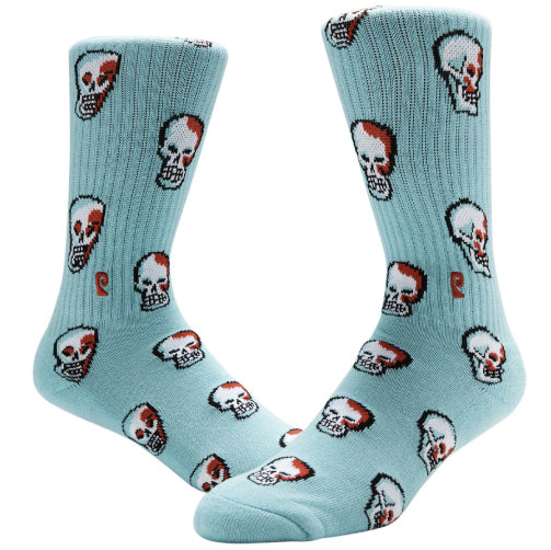 Psockadelic Skulls Blue Crew Socks