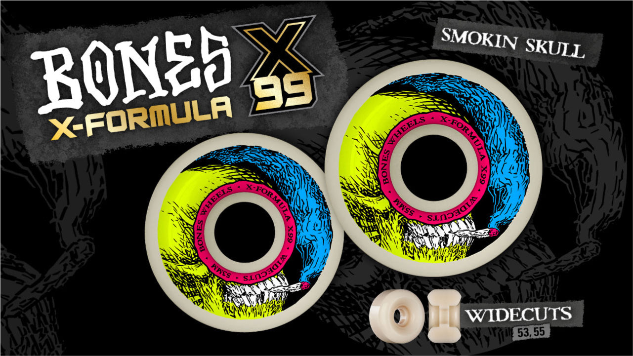 Bones XF V6 Widecut Smokin Skull Wheels 99A