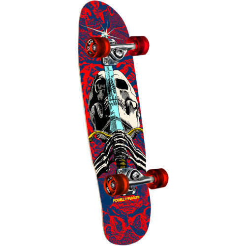 Powell Peralta Skull & Sword Mini Cruiser Complete Navy/Red 30"