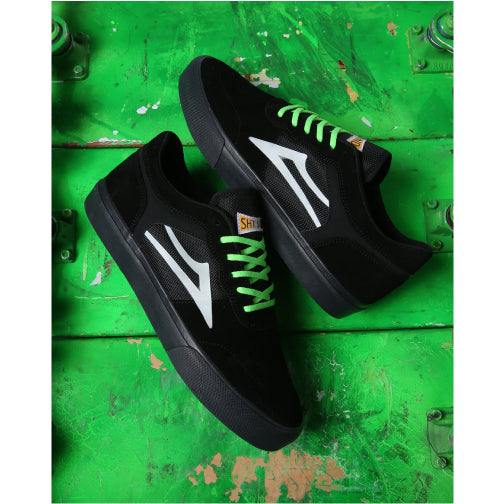 Lakai Staple SMU Suede Skateboarding Shoe - Black/UV Green