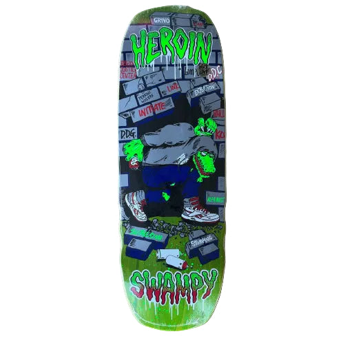 Heroin Swampy Stomp Skateboard Deck 10.5" lime veneer