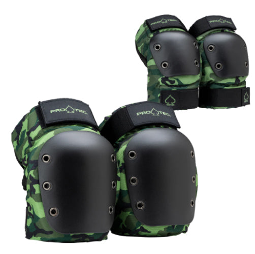 Pro-Tec Street Open Back Knee/Elbow Skateboarding Pad Set - Camo