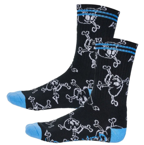 Krooked Style Crew Sock - Black/White/Blue