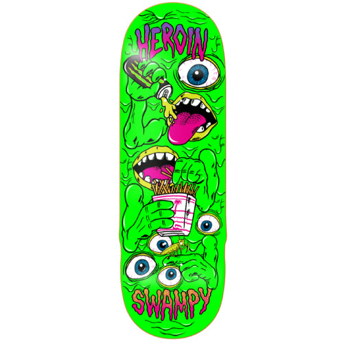 Heroin Swampy Mutate or Die Skateboard Deck 10.25" full