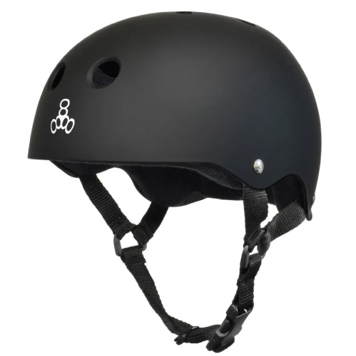 Triple Eight Sweatsaver Helmet - Black Rubber with White Logo