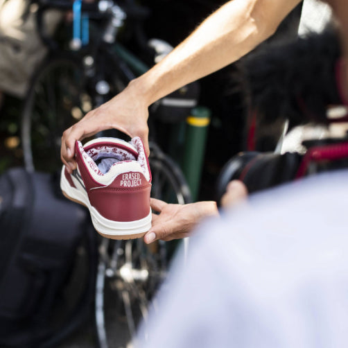 Lakai X Erased Telford Low SMU Skateboarding Shoe - Dark Red/Cream Leather
