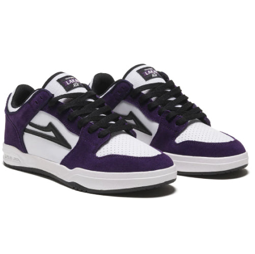 Lakai Telford Low Skateboarding Shoe - White/Grape Suede