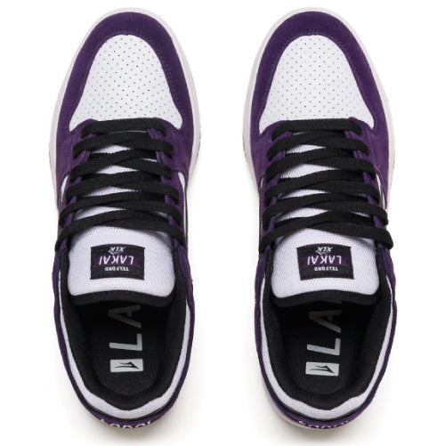 Lakai Telford Low Skateboarding Shoe - White/Grape Suede