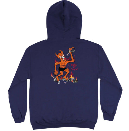 Thrasher Skateboards Neckface Burn It Down Hoodie - Navy
