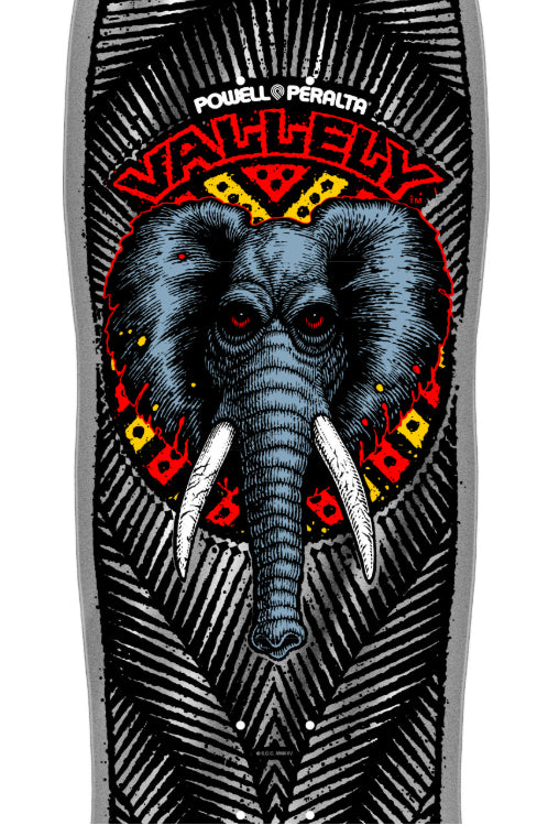 Powell Peralta Mike Vallely Elephant Reissue Skateboard Deck Silver 9.85" close