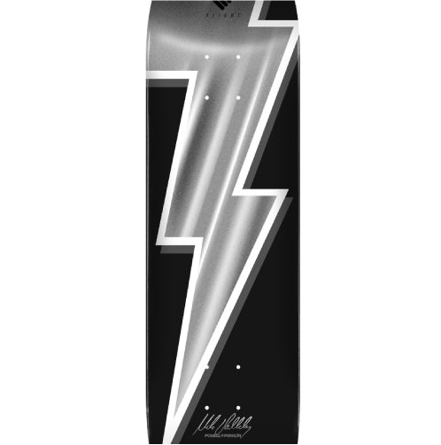 Powell Peralta Flight Vallely Lightning Bolt Skateboard Deck Black/Silver Foil 8.5" graphic