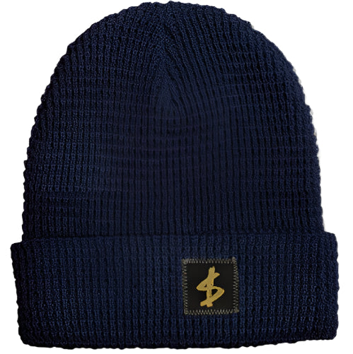 $lave Standard Label Waffle Beanie - Navy