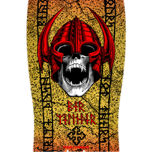 Powell Peralta Welinder Nordic Skull Reissue Skateboard Deck Red/Yellow Fade 9.625" close