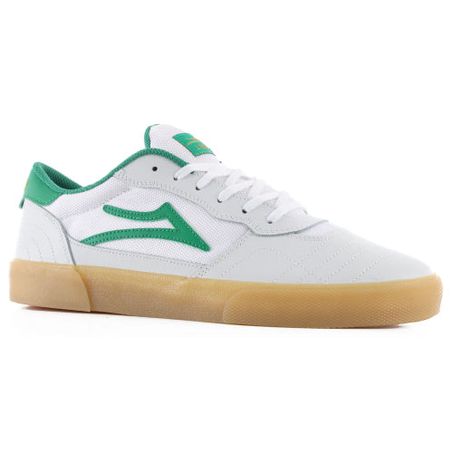 Lakai Cambridge Skate Shoe - White/Green Leather