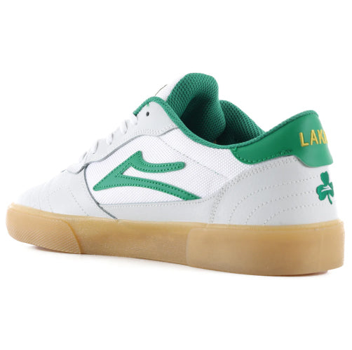 Lakai Cambridge Skate Shoe - White/Green Leather