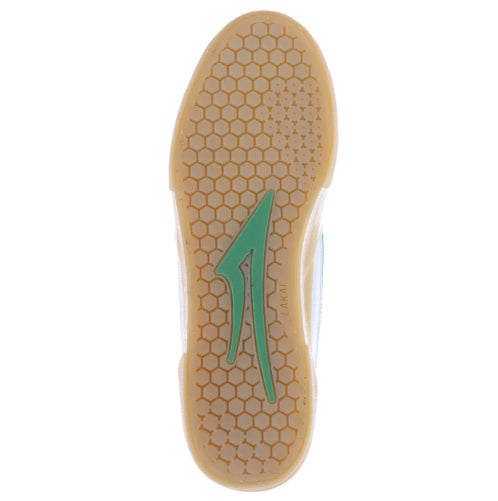 Lakai Cambridge Skate Shoe - White/Green Leather