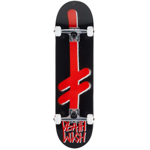 Deathwish Gang Logo Complete Skateboard Black, Red 8.25"