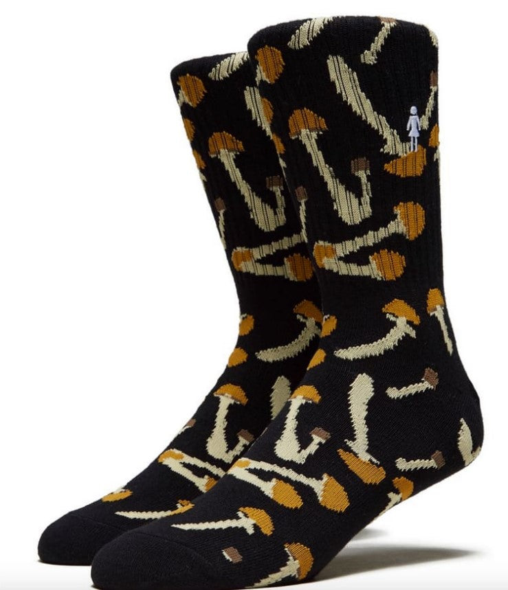 Girl Shroom Crew Socks Black