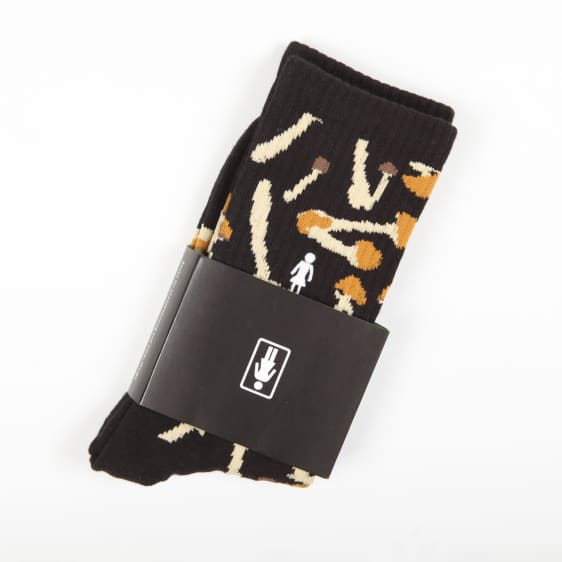 Girl Shroom Crew Socks Black