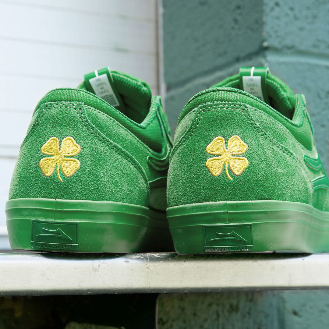 Lakai Griffin Green on Green Suede skateboarding shoe