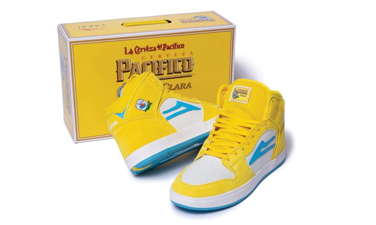 Lakai X Pacifico Telford Yellow, Cyan Suede Skateboarding Lifestyle Shoe