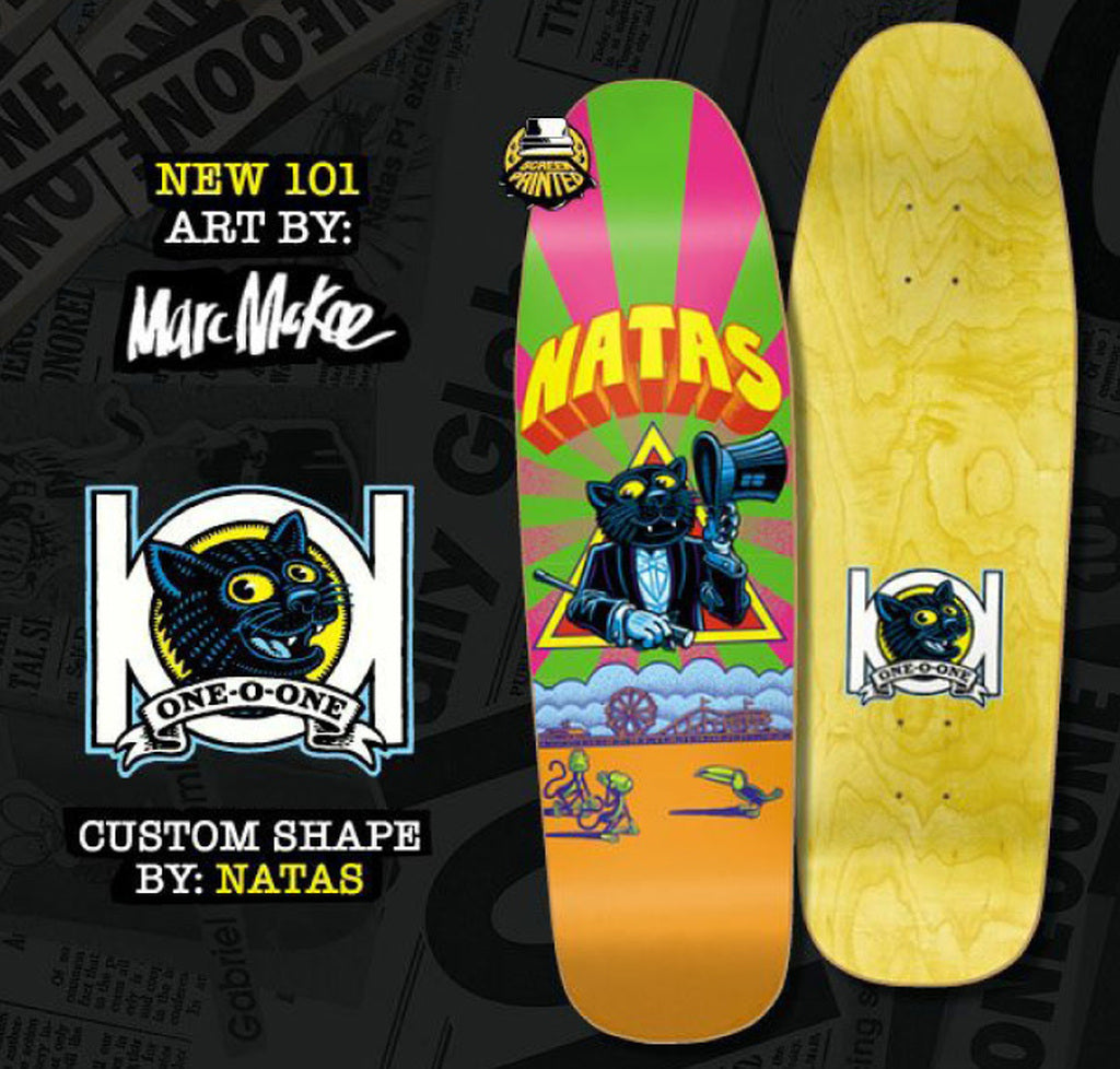101 Natas Kaupas Panther Shaped Reissue Screen Printed Skateboard Deck 9.25"