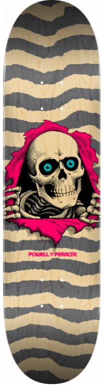 Powell Peralta Rodriguez Skull and Sword Skateboard Deck Grey, Natural 8.25"