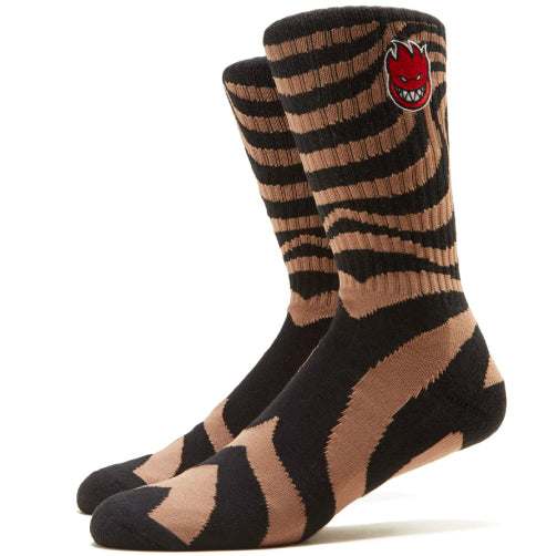 Spitfire Bighead Fill Embroidered Swirl Socks - Black/Brown