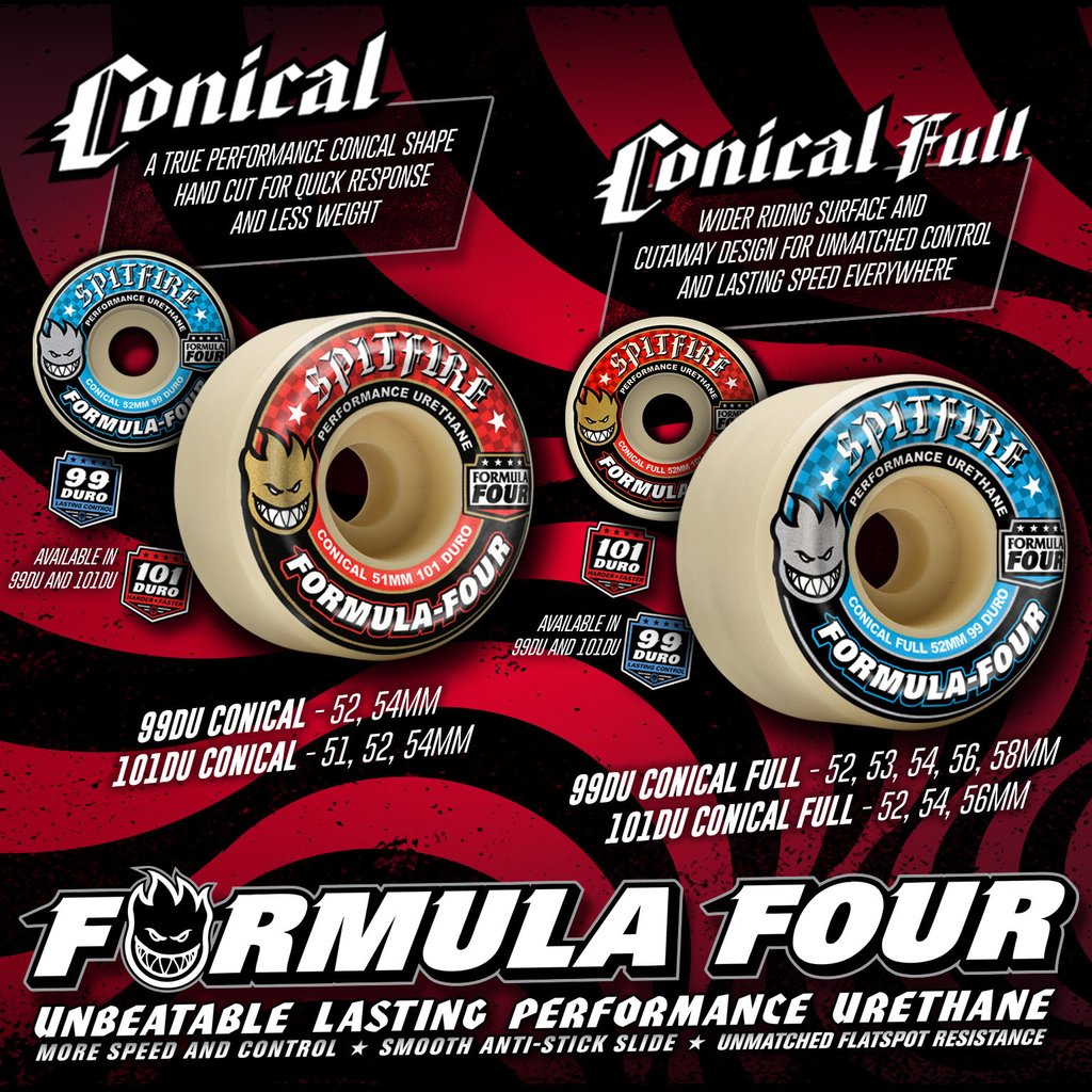 Spitfire Formula Four Conical Full Swirl Green/Black Wheels 53MM 99D