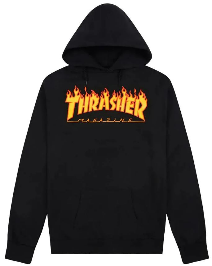 Thrasher Flame Logo Hooded Sweatshirt - Black Hoodie