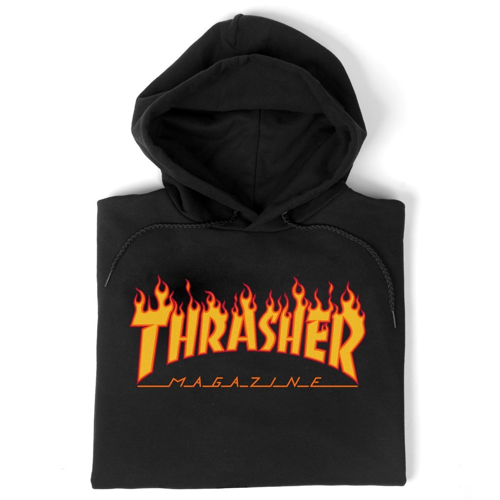 Thrasher Flame Logo Hooded Sweatshirt - Black