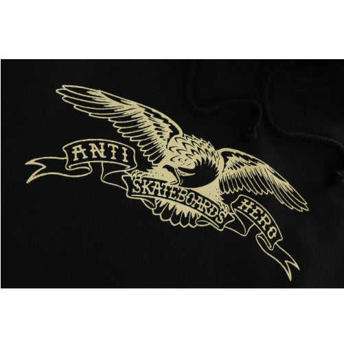 Antihero Basic Eagle Pullover Hooded Sweatshirt - Black with Off White