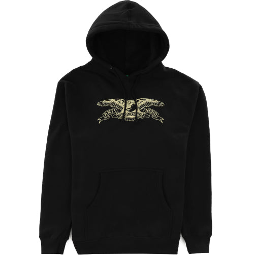 Antihero Basic Eagle Pullover Hooded Sweatshirt - Black with Off White
