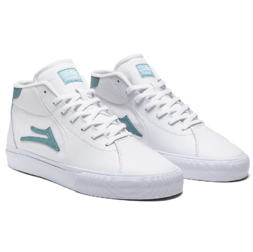 Lakai Flaco 2 Mid White, Nile Leather Skate Shoe