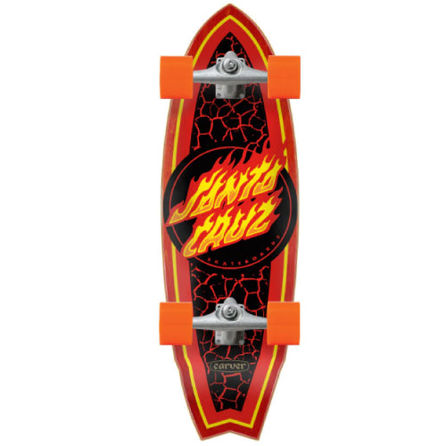 Santa Cruz X Carver Flame Dot Shark Surf Skate Cruiser Complete 31.52"