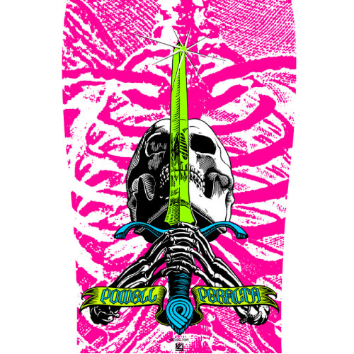 Powell Peralta GeeGah Skull and Sword Reissue Pink Skateboard Deck 9.75"