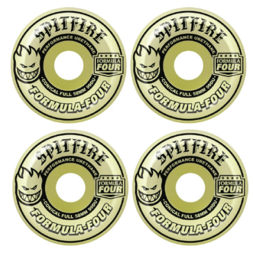 Spitfire Formula Glow Conical Full Skateboard Wheels Natural 58MM 99D